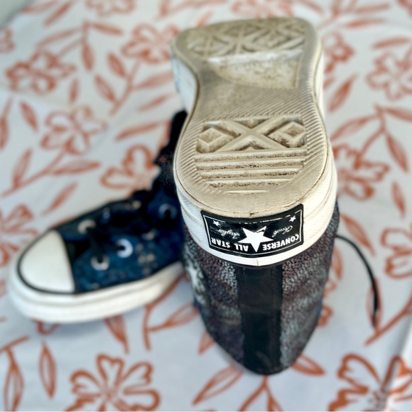 Converse Chuck 70 All Star High Top Blue Canvas Leather Sneakers A01084c - Picture 3 of 11